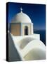 Domed Church and View out to Sea, Fira, Santorini, Greece-Lee Frost-Stretched Canvas