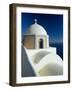 Domed Church and View out to Sea, Fira, Santorini, Greece-Lee Frost-Framed Photographic Print