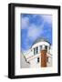 Domed White and Red Brick Building against Blue Sky with Clouds-Veneratio-Framed Photographic Print