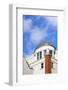 Domed White and Red Brick Building against Blue Sky with Clouds-Veneratio-Framed Photographic Print