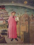Dante Reading from the Divine Comedy, Detail of Dante Alighieri-Domenico di Michelino-Framed Giclee Print