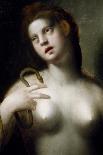Portrait of a Lady, as Mary Magdalene (Oil on Panel)-Domenico Puligo-Stretched Canvas