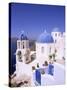 Domes and Bell Tower of Blue and White Christian Church, Oia, Santorini, Aegean Sea, Greece-Sergio Pitamitz-Stretched Canvas