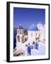 Domes and Bell Tower of Blue and White Christian Church, Oia, Santorini, Aegean Sea, Greece-Sergio Pitamitz-Framed Photographic Print