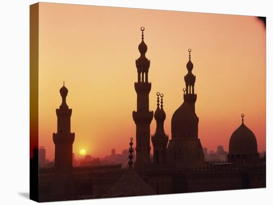 Domes and Minarets Silhouetted at Sunset, Cairo, Egypt, North Africa, Africa-null-Stretched Canvas