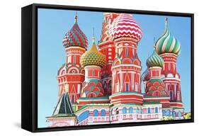 Domes Of The Famous Head Of St. Basil'S Cathedral On Red Square, Moscow, Russia-gelia78-Framed Stretched Canvas