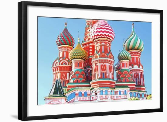 Domes Of The Famous Head Of St. Basil'S Cathedral On Red Square, Moscow, Russia-gelia78-Framed Art Print