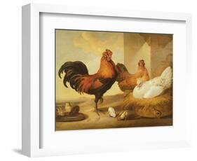 Domestic Cock, Hens and Chicks, 1655-Francis Barlow-Framed Giclee Print