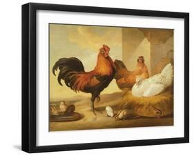 Domestic Cock, Hens and Chicks, 1655-Francis Barlow-Framed Giclee Print