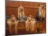 Domestic Dogs, Four Yorkshire Terriers on a Table with Hair Tied up and Very Long Hair-Adriano Bacchella-Mounted Photographic Print