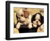 Domestic Dogs, Two King Charles Cavalier Spaniel Puppies in Pot-Adriano Bacchella-Framed Premium Photographic Print