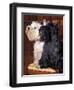 Domestic Dogs, West Highland Terrier / Westie Sitting on a Chair with a Black Scottish Terrier-Adriano Bacchella-Framed Premium Photographic Print