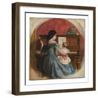 Domestic Interior with a Mother and Child Seated at a Piano, C.1860-Charles West Cope-Framed Giclee Print
