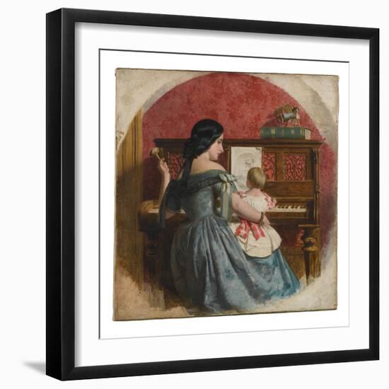 Domestic Interior with a Mother and Child Seated at a Piano, C.1860-Charles West Cope-Framed Giclee Print