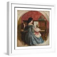 Domestic Interior with a Mother and Child Seated at a Piano, C.1860-Charles West Cope-Framed Giclee Print
