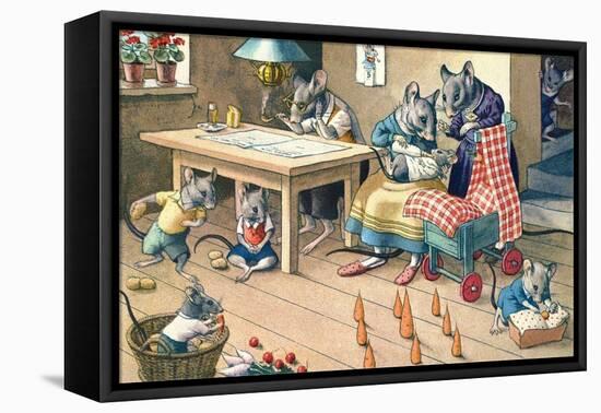 Domestic Scene with Mice-null-Framed Stretched Canvas