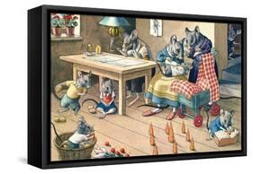 Domestic Scene with Mice-null-Framed Stretched Canvas