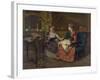 Domestic Scene with Two Girls, One Reading to Another who Sews, 1873-null-Framed Art Print