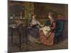 Domestic Scene with Two Girls, One Reading to Another who Sews, 1873-null-Mounted Art Print