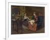 Domestic Scene with Two Girls, One Reading to Another who Sews, 1873-null-Framed Art Print