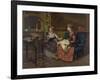 Domestic Scene with Two Girls, One Reading to Another who Sews, 1873-null-Framed Art Print