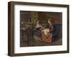 Domestic Scene with Two Girls, One Reading to Another who Sews, 1873-null-Framed Art Print