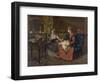 Domestic Scene with Two Girls, One Reading to Another who Sews, 1873-null-Framed Art Print