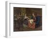 Domestic Scene with Two Girls, One Reading to Another who Sews, 1873-null-Framed Art Print