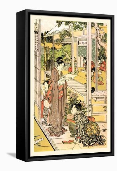 Domestic Scene-Kitagawa Utamaro-Framed Stretched Canvas