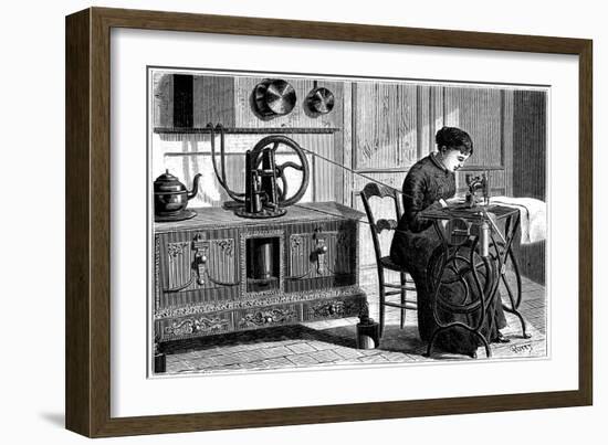 Domestic Sewing Machine Powered by Steam, 1883-null-Framed Giclee Print