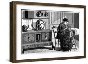 Domestic Sewing Machine Powered by Steam, 1883-null-Framed Giclee Print