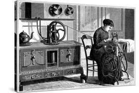 Domestic Sewing Machine Powered by Steam, 1883-null-Stretched Canvas