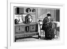 Domestic Sewing Machine Powered by Steam, 1883-null-Framed Giclee Print