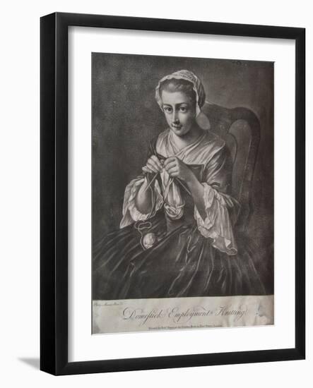 Domestick Employment Knitting (Mezzotint)-Richard Houston-Framed Premium Giclee Print