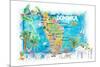 Dominica Antilles Illustrated Travel Map with Roads and Highlights-M. Bleichner-Mounted Art Print