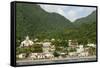 Dominica, Roseau, View of Villages South of Roseau on the Green Hills-Anthony Asael-Framed Stretched Canvas