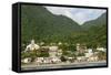 Dominica, Roseau, View of Villages South of Roseau on the Green Hills-Anthony Asael-Framed Stretched Canvas