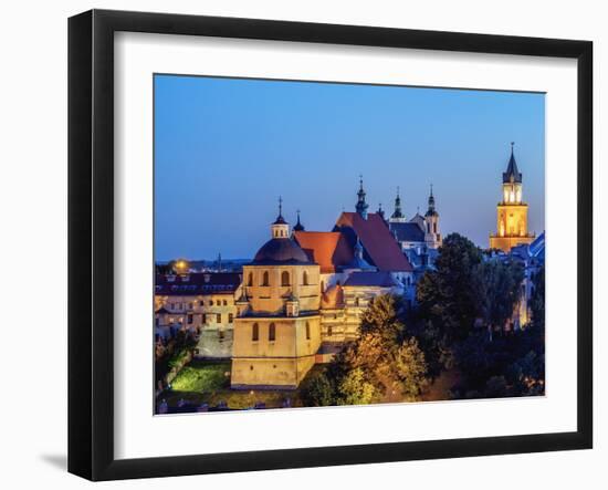 Dominican Priory and Trinitarian Tower at twilight, Old Town, City of Lublin, Lublin Voivodeship, P-Karol Kozlowski-Framed Photographic Print
