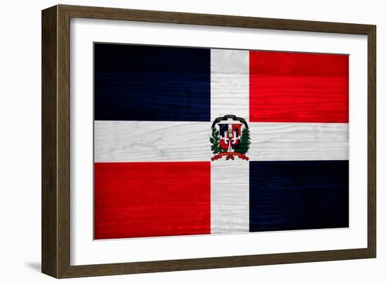 Dominican Republic Flag Design with Wood Patterning - Flags of the World Series-Philippe Hugonnard-Framed Art Print