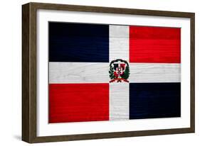 Dominican Republic Flag Design with Wood Patterning - Flags of the World Series-Philippe Hugonnard-Framed Art Print