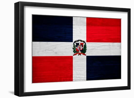 Dominican Republic Flag Design with Wood Patterning - Flags of the World Series-Philippe Hugonnard-Framed Art Print