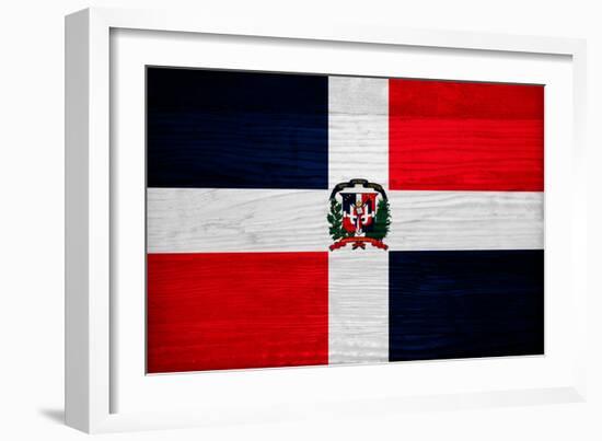 Dominican Republic Flag Design with Wood Patterning - Flags of the World Series-Philippe Hugonnard-Framed Art Print