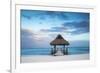 Dominican Republic, Punta Cana, Playa Blanca, Wooden Pier with Thatched Hut-Jane Sweeney-Framed Photographic Print