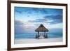 Dominican Republic, Punta Cana, Playa Blanca, Wooden Pier with Thatched Hut-Jane Sweeney-Framed Photographic Print