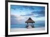 Dominican Republic, Punta Cana, Playa Blanca, Wooden Pier with Thatched Hut-Jane Sweeney-Framed Photographic Print