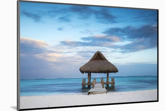 Dominican Republic, Punta Cana, Playa Blanca, Wooden Pier with Thatched Hut-Jane Sweeney-Mounted Photographic Print