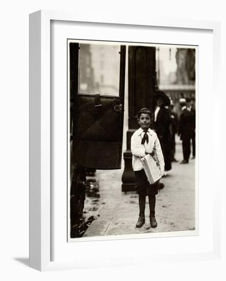 Dominick Carroll, Newsboy, Philadelphia, Pennsylvania, c.1910-Lewis Wickes Hine-Framed Giclee Print