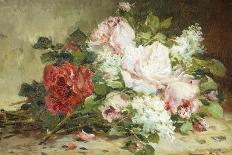 Bouquet of Roses and Lilac-Dominique-Hubert Rozier-Framed Stretched Canvas