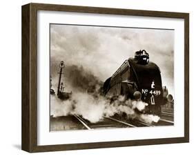 Dominon of Canada Steam Train Leaving London Kings Cross for Edinburgh, June 1938-null-Framed Premium Photographic Print