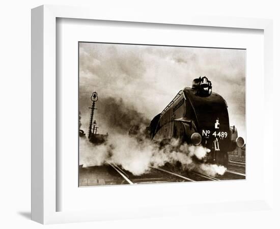 Dominon of Canada Steam Train Leaving London Kings Cross for Edinburgh, June 1938-null-Framed Photographic Print